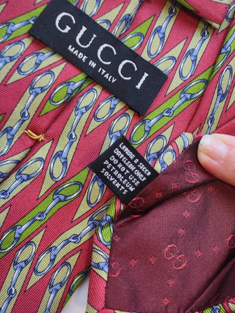 Vintage Gucci 100% Silk Tie Classic Equestrian Pattern Italy Luxury Designer